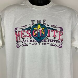 Vintage Mesquite Hot Air Balloon Festival T Shirt Mens X-Large 90s Texas White